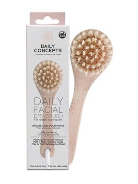 Daily Concepts Daily Facial Dry Brush - Natural Wood & Bristles, new in box